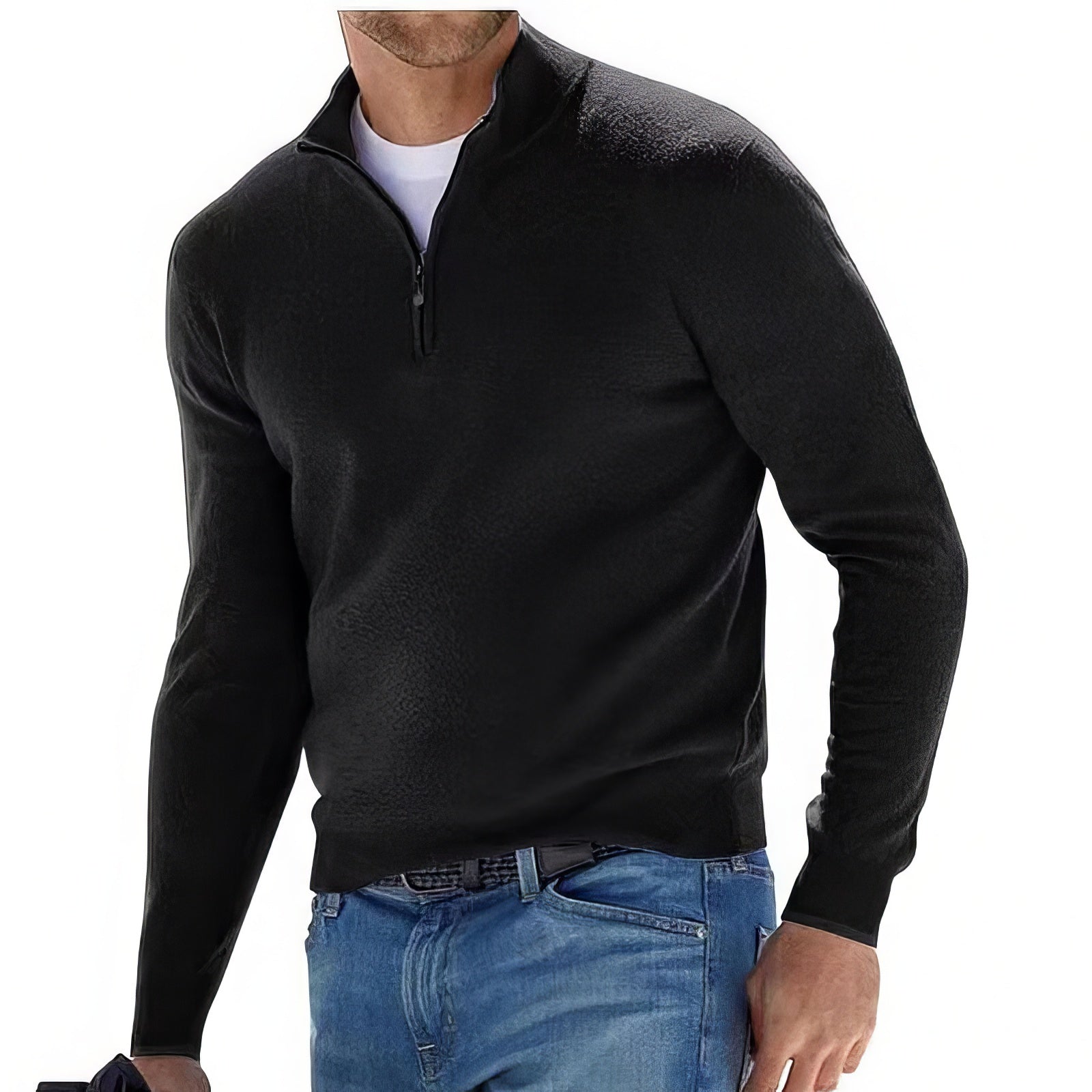 Vervéparis Long Sleeve V-Neck Wool Plush Zipper